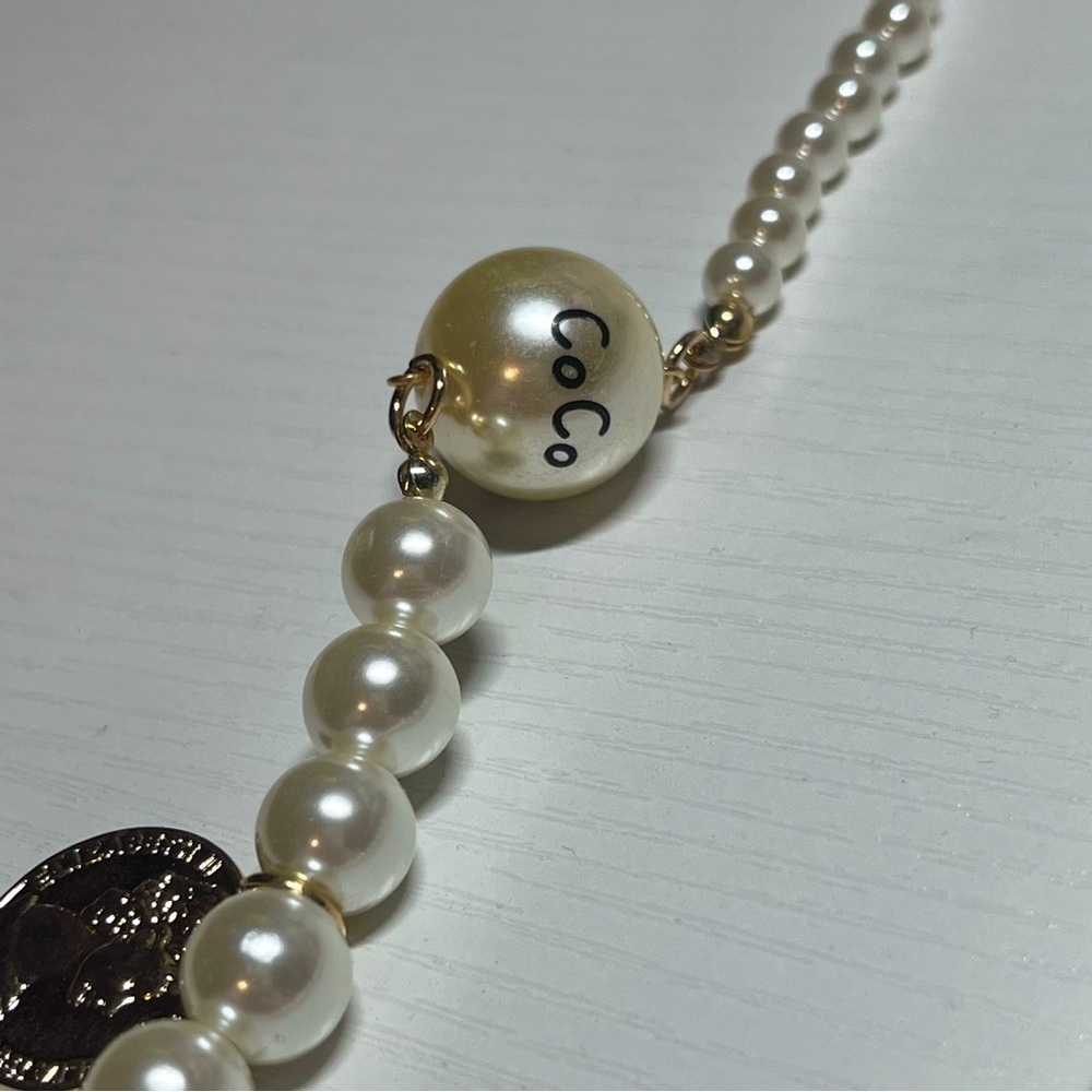 Chunky Long Pearl Beaded Fashion Necklace with Ballerina Pendant & Charms - Picture 12 of 15
